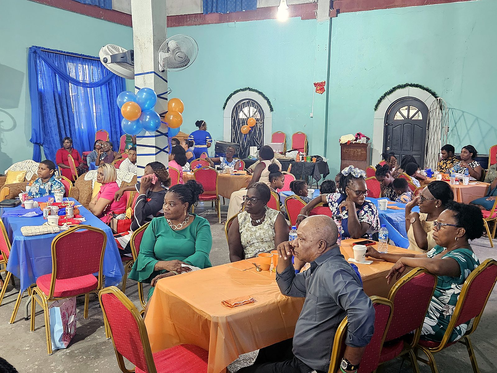 Church family at a fellowship lunch